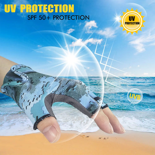 UPF 50+ Fingerless magnet Fishing Gloves – Anti-Slip & Quick-Dry