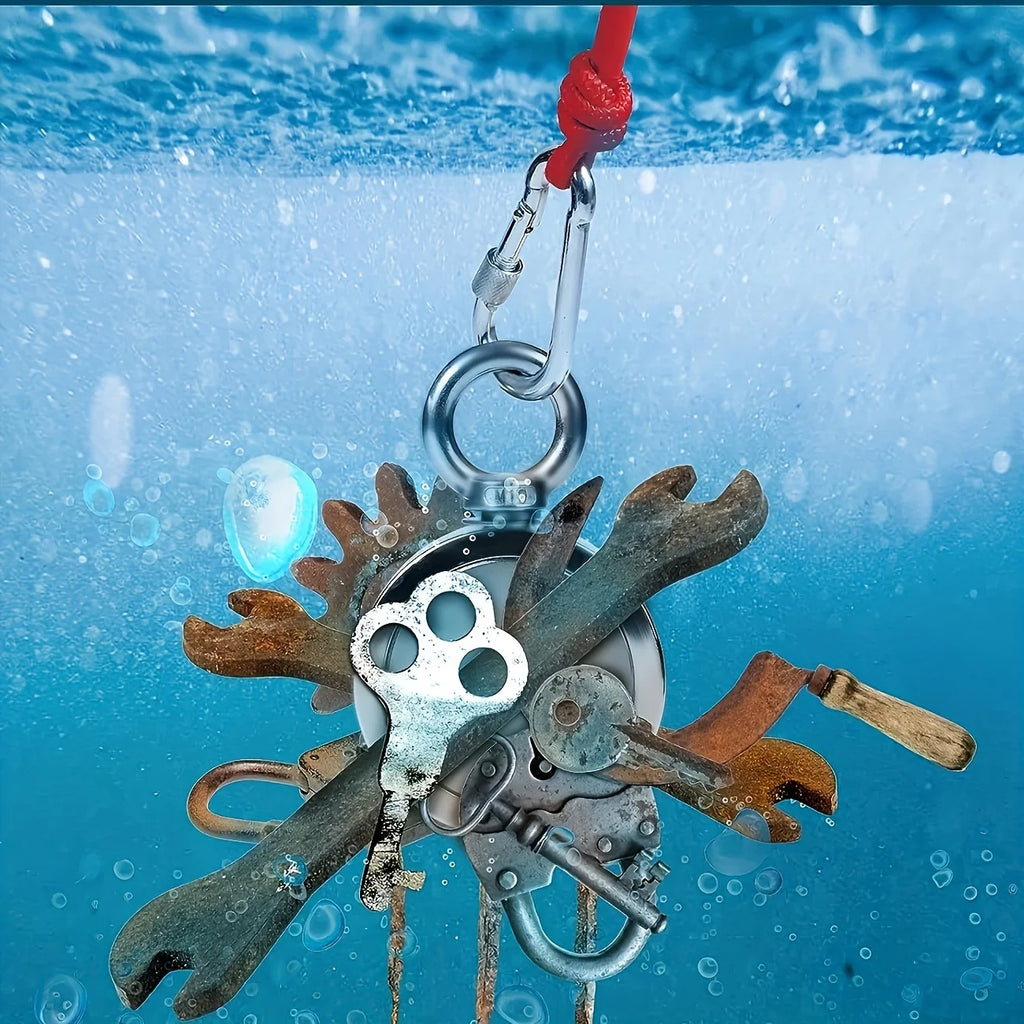 Double Sided Fishing Magnet Kit — Rope, Gloves & Carabiner Included